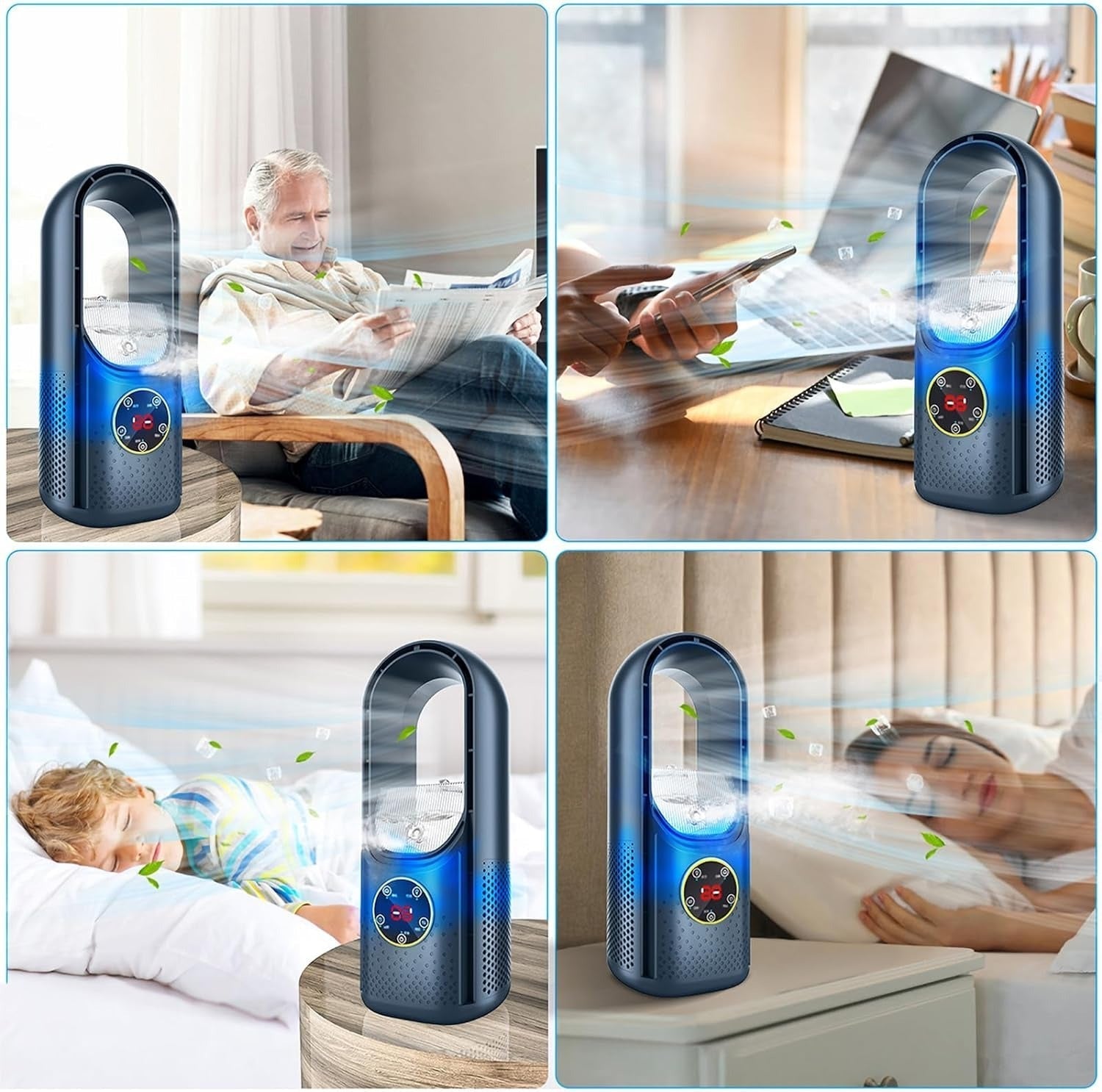 Desktop Personal Evaporative Air Cooler USB-Powered Quiet Misting Fan for Bedroom Office Desk Small Rooms | Thomler