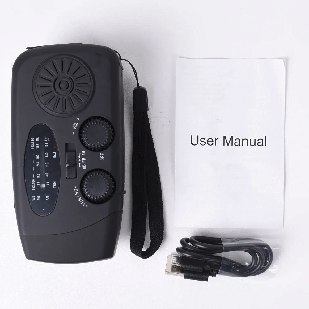 Emergency Hand-Crank Radio with Solar Power, Flashlight & Phone Charger for Camping, Blackouts & Outdoor Survival | Thomler