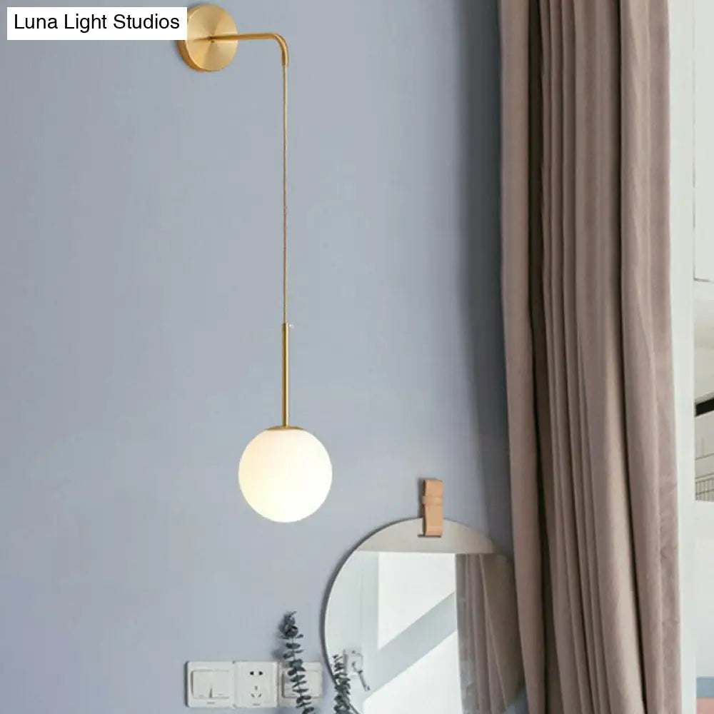Contemporary Globe Sconce – Single-Light Fixture with Clear or Frosted Sphere – Wall-Mount Accent for Hallway, Bedside & Living Room | Thomler