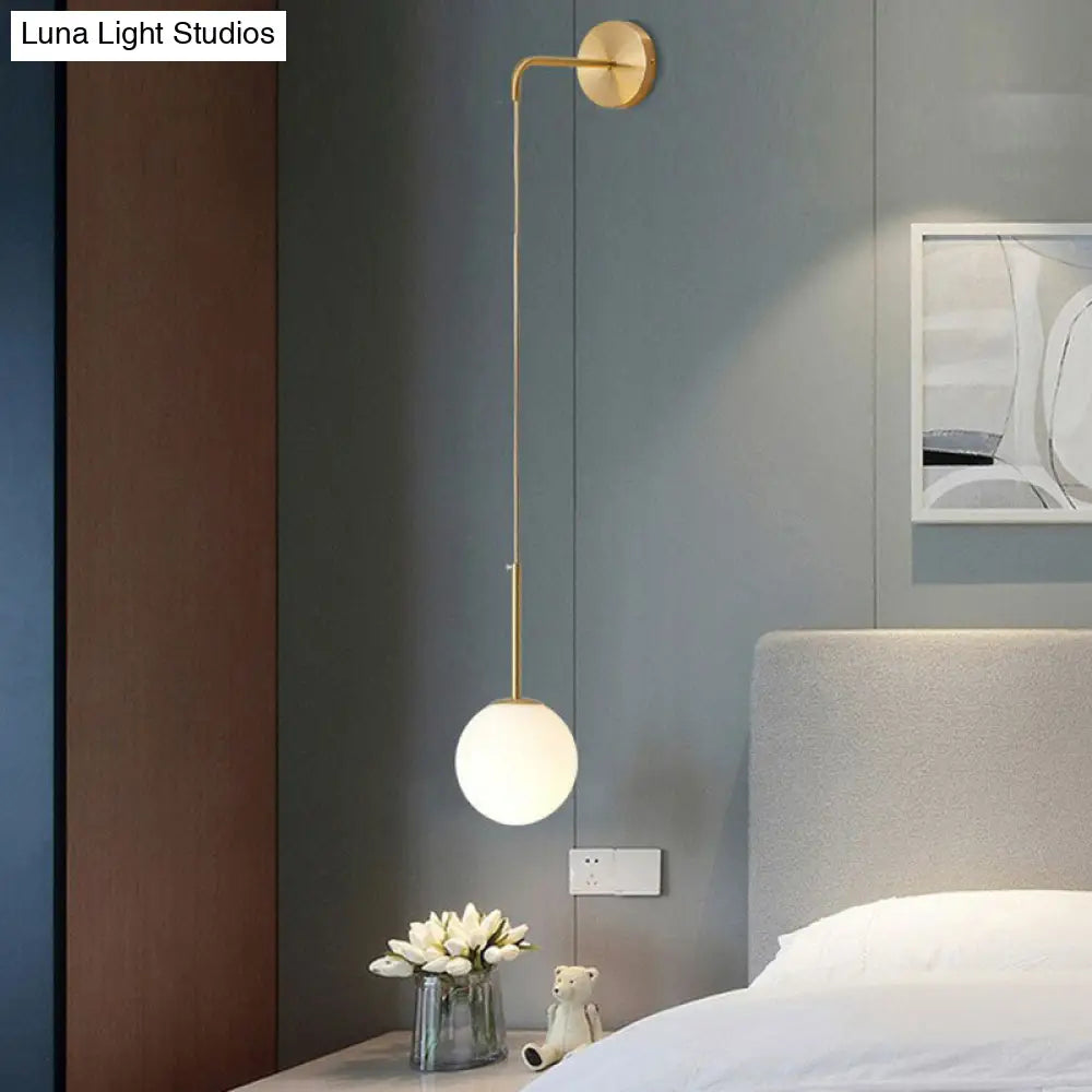 Contemporary Globe Sconce – Single-Light Fixture with Clear or Frosted Sphere – Wall-Mount Accent for Hallway, Bedside & Living Room | Thomler