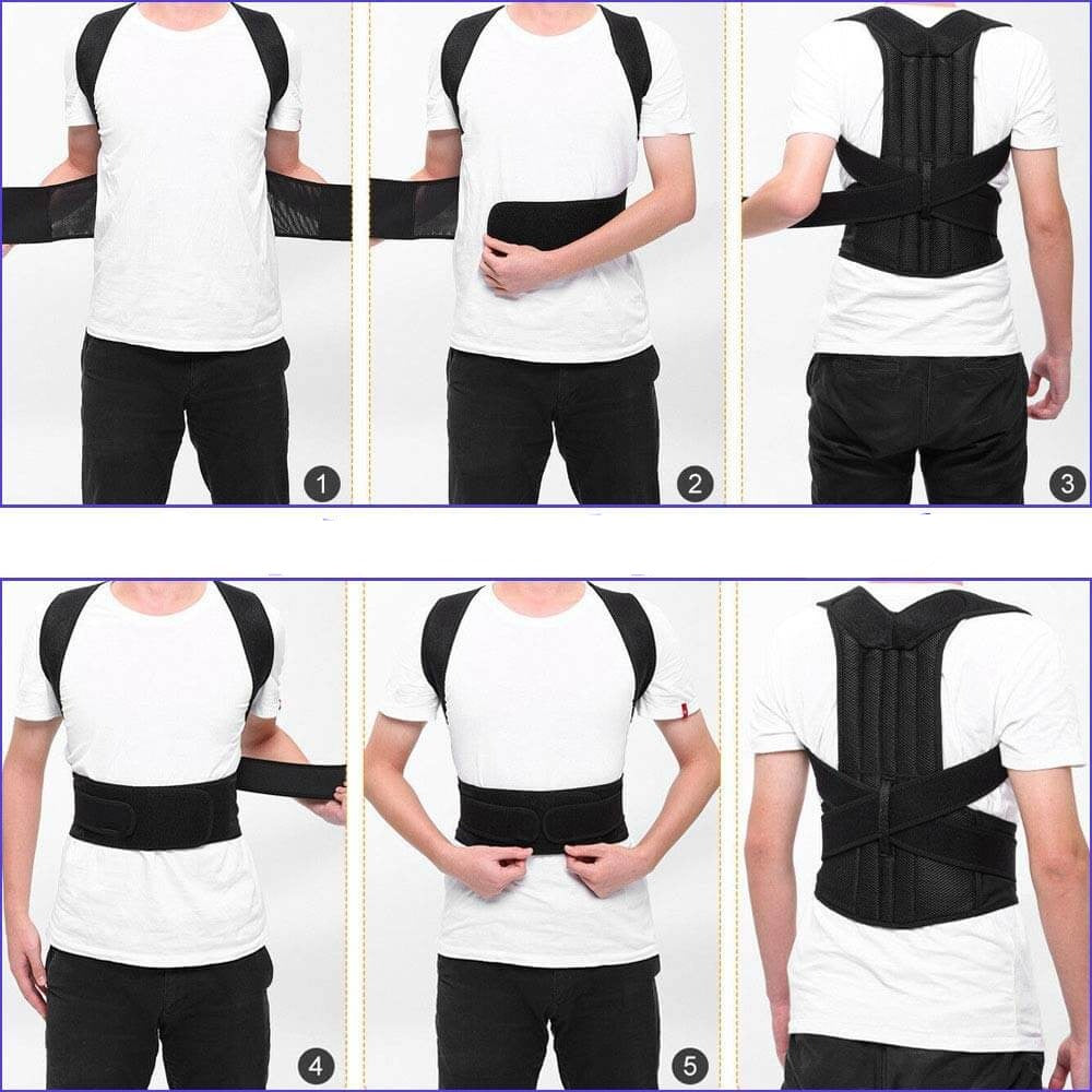 Back Support Brace Posture Corrector Vest for Men & Women with Resistance Band | Thomler