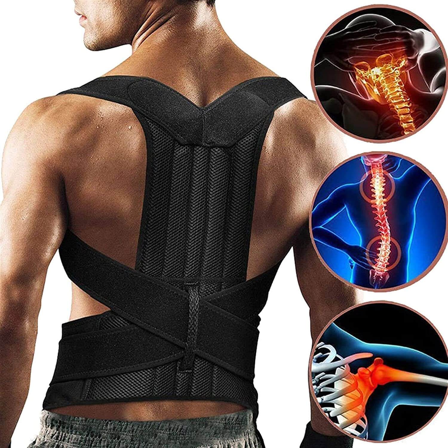 Back Support Brace Posture Corrector Vest for Men & Women with Resistance Band | Thomler