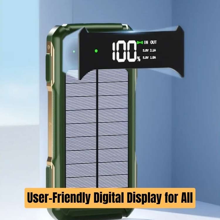 Portable Solar Power Bank 20000mAh with Built-In Cables for iPhone Android Devices USB-C Emergency Backup Battery Charger for Camping | Thomler