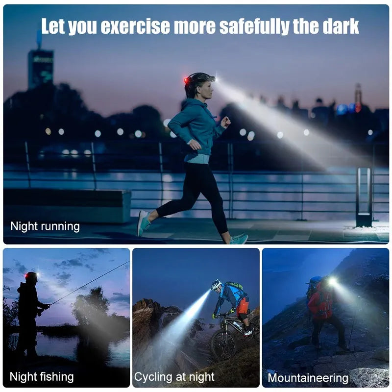 Rechargeable Zoom LED Hands-Free Flashlight for Hiking, Camping & Night Running | Lightweight Headlamp with Adjustable Focus Beam | Thomler