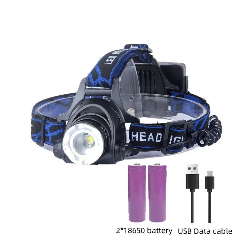 Rechargeable Zoom LED Hands-Free Flashlight for Hiking, Camping & Night Running | Lightweight Headlamp with Adjustable Focus Beam | Thomler