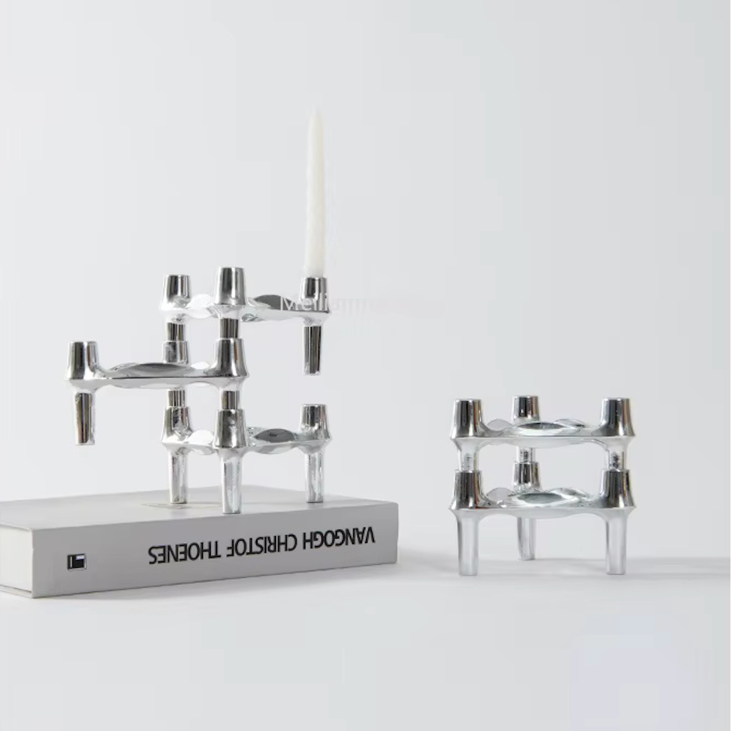 3-Piece Steel Atom Taper Holder Set – Modern Geometric Candlestick Display for Dining Tables, Shelves & Consoles | Thomler