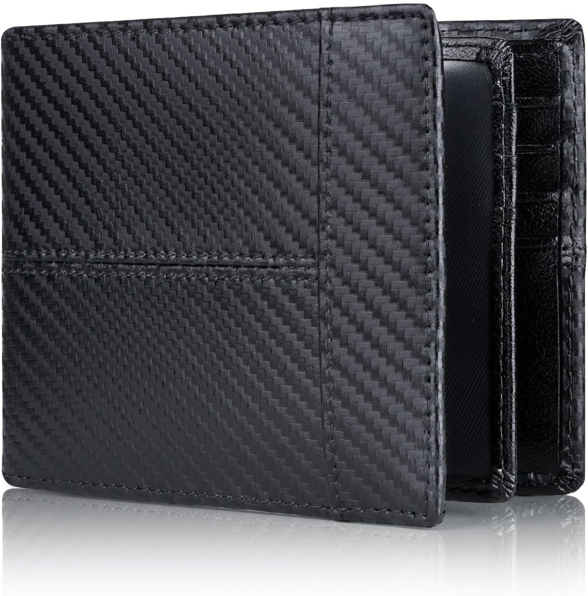 Genuine Leather Bifold Wallet with RFID Protection for Men – 16 Card Slots ID Window Cash Holder Classic Fold Design Slim Everyday Carry Poc | Thomler