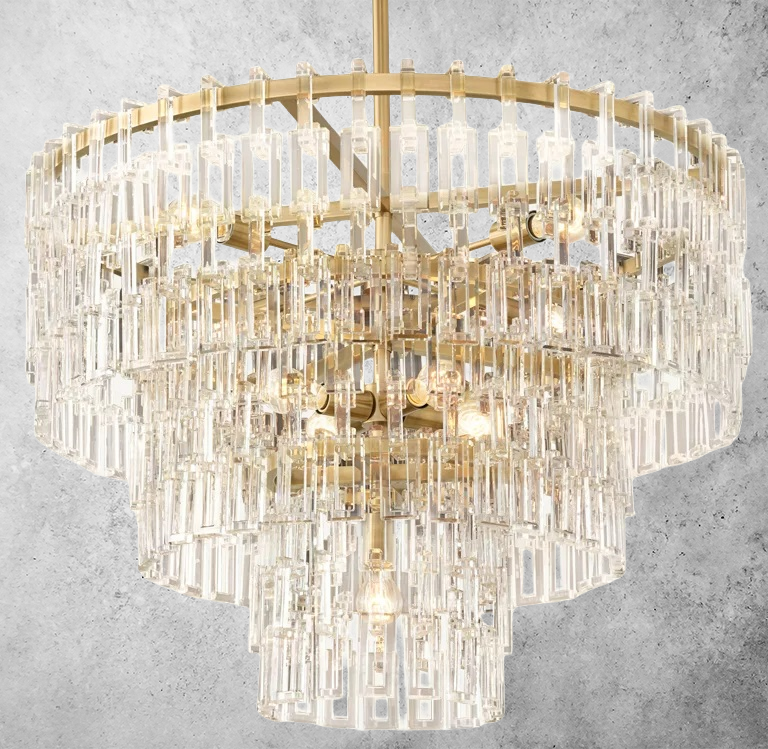 Multi-Tiered Crystal Ring Chandelier with Glass Chain Links for Dining Rooms and Living Rooms 36 48 60 Inch | Thomler