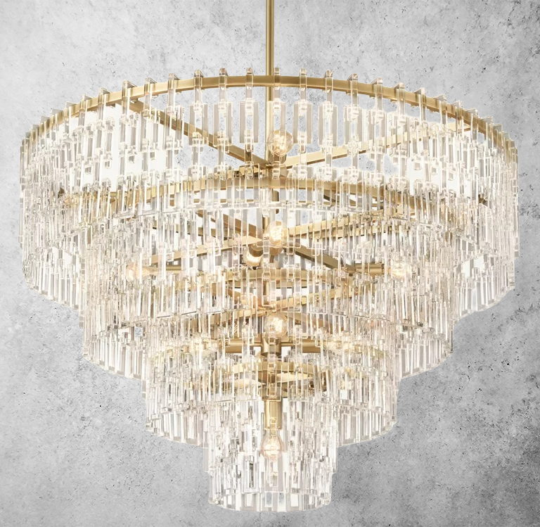 Multi-Tiered Crystal Ring Chandelier with Glass Chain Links for Dining Rooms and Living Rooms 36 48 60 Inch | Thomler