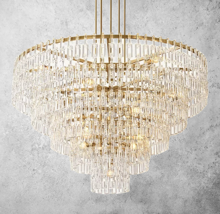 Multi-Tiered Crystal Ring Chandelier with Glass Chain Links for Dining Rooms and Living Rooms 36 48 60 Inch | Thomler
