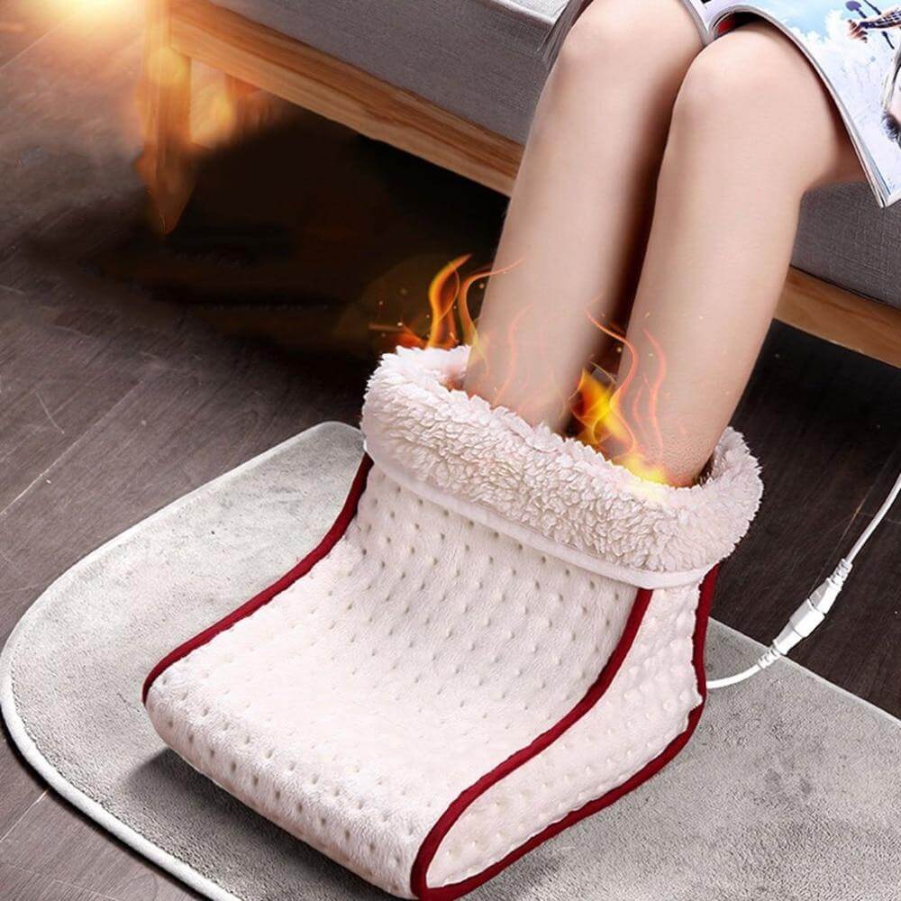 Heated Foot Warmer with Built-In Massage & Remote Control – Plush Electric Foot Heating Pad for Cold Feet, 5 Temperature Settings, Auto | Thomler