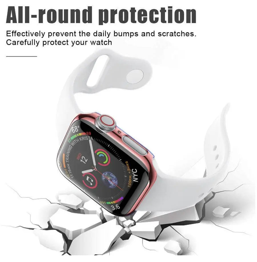 Full-Coverage Apple Watch Case + Screen Guard – Polycarbonate Shell, Tempered Glass Display Protector, Precision-Fit Series 5 40mm/44mm | Thomler
