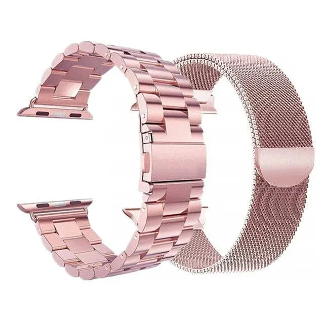 Dual Metal Watch Straps Bundle – Mesh & Link Bracelet Set for 42mm, 44mm, 46mm, 49mm Smart Watch Models | Thomler