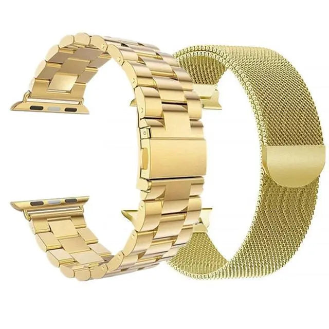 Dual Metal Watch Straps Bundle – Mesh & Link Bracelet Set for 42mm, 44mm, 46mm, 49mm Smart Watch Models | Thomler