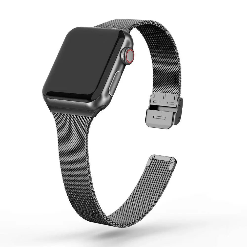 Adjustable Stainless Steel Link Bracelet for Apple Watch – Magnetic Clasp, Multiple Size Options | Thomler
