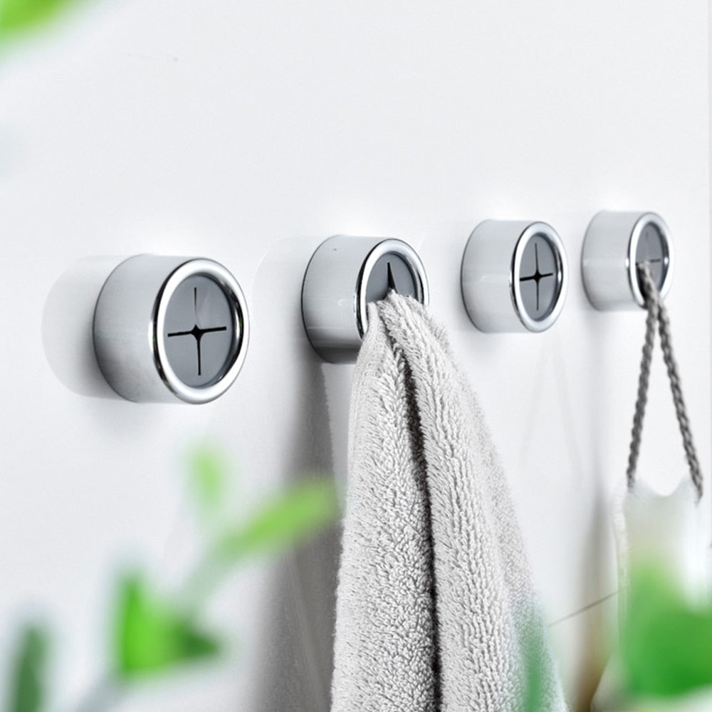 Towel Holder Stainless Steel Set Of 3 Self Adhesive Silver Kitchen Bathroom Wall Organiser Hookless Cloth Rack | Thomler