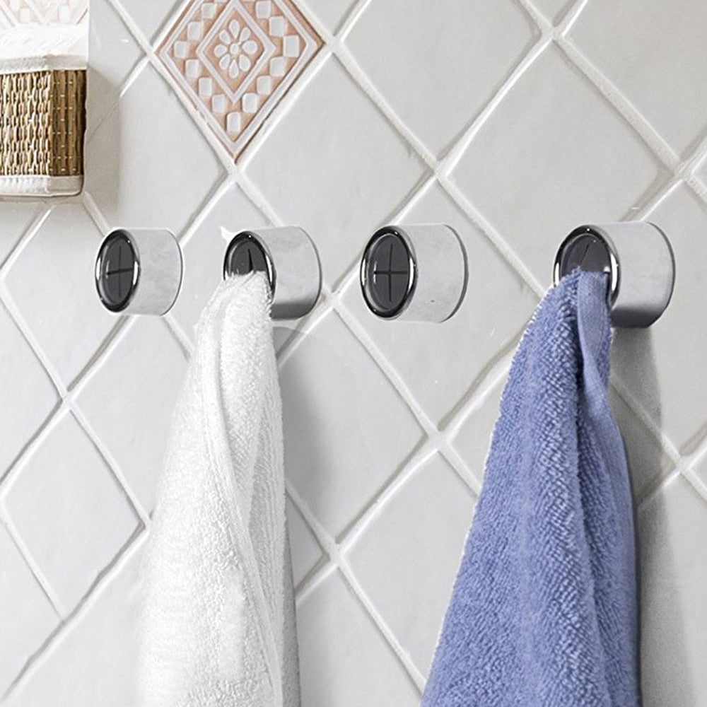Towel Holder Stainless Steel Set Of 3 Self Adhesive Silver Kitchen Bathroom Wall Organiser Hookless Cloth Rack | Thomler