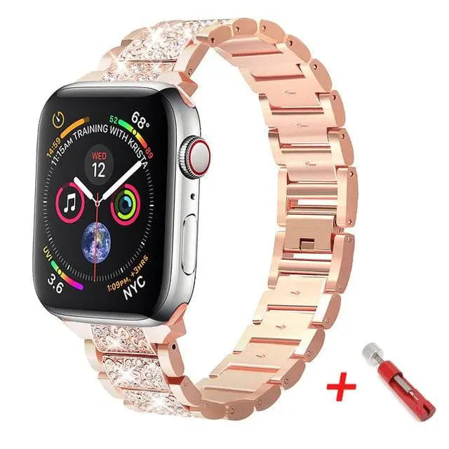 Embellished Steel Band + Protective Case Set for Apple Watch Series (38mm–44mm) – Coordinated Finish | Thomler