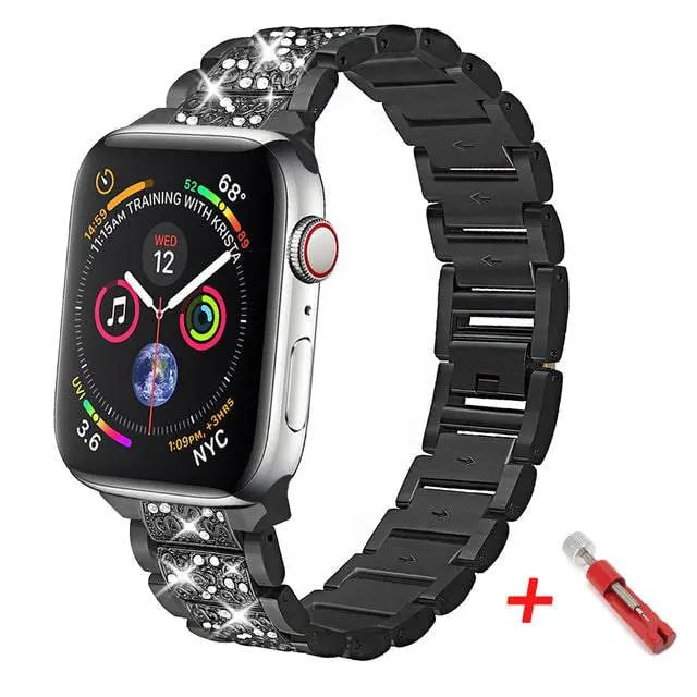 Embellished Steel Band + Protective Case Set for Apple Watch Series (38mm–44mm) – Coordinated Finish | Thomler