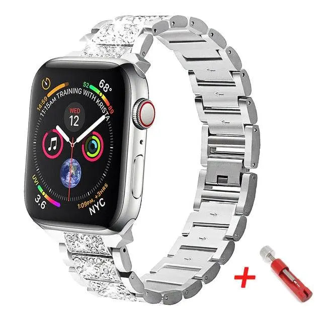 Embellished Steel Band + Protective Case Set for Apple Watch Series (38mm–44mm) – Coordinated Finish | Thomler