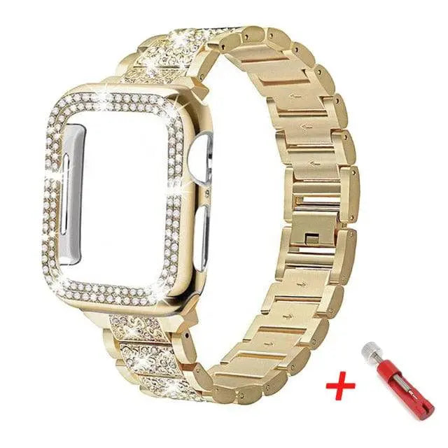 Embellished Steel Band + Protective Case Set for Apple Watch Series (38mm–44mm) – Coordinated Finish | Thomler