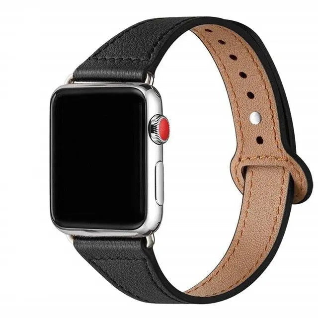 Slim Cowhide Strap for Apple Watch – Adjustable Butterfly Clasp Band for Women | Thomler