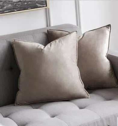 Cushion Cover Velvet 45.0 cm x 45.0 cm Beige Sofa Bedroom Decorative Throw Pillow Case Hidden Zip | Thomler