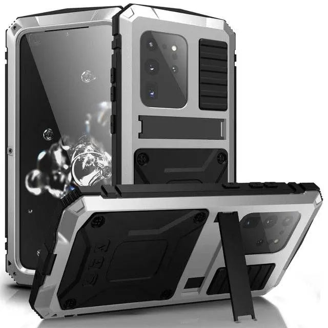 Heavy-Duty Aluminum Galaxy S20 Plus & Ultra Case with Tempered Glass Screen – Full-Body Drop Protection for Samsung | Thomler
