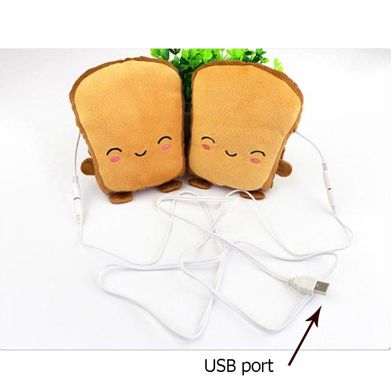 USB Heated Fingerless Gloves - Toast Shape Hand Warmers for Typing & Gaming | Thomler