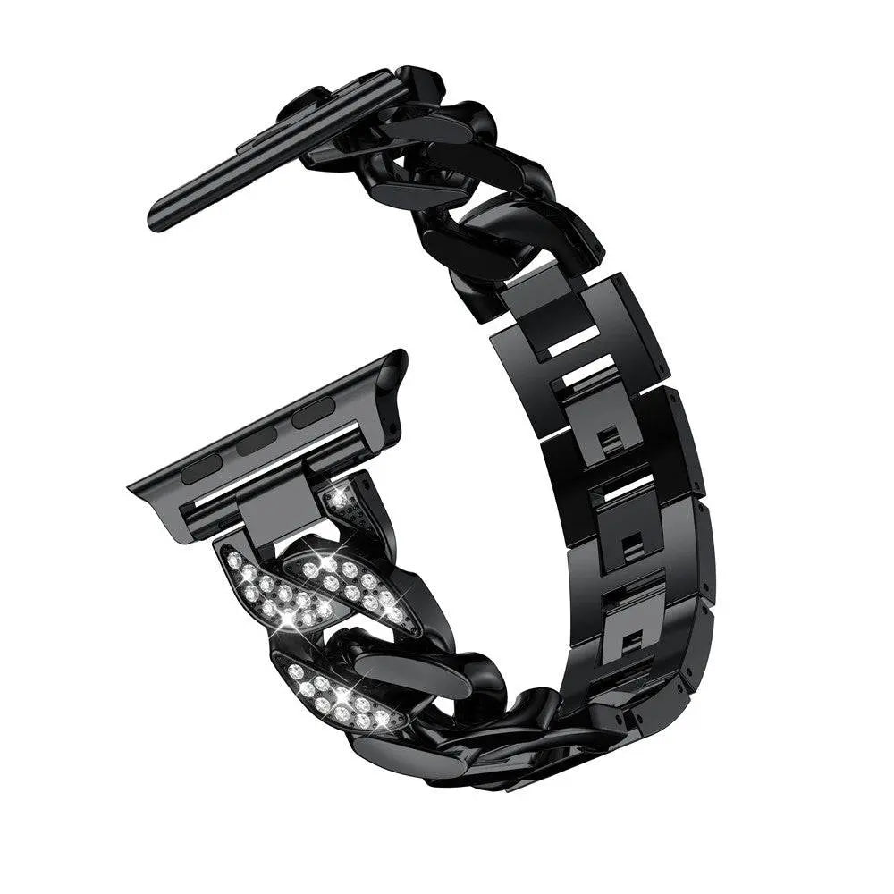Stainless Steel Link Watch Strap with Crystal Accent Design – Adjustable Metal Bracelet for 38mm to 49mm Smart Watches | Thomler