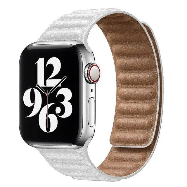 Leather Magnetic Loop Strap for Smart Watch – Adjustable Classic Band with Metal Clasp – Fits 38mm to 49mm Case Sizes | Thomler