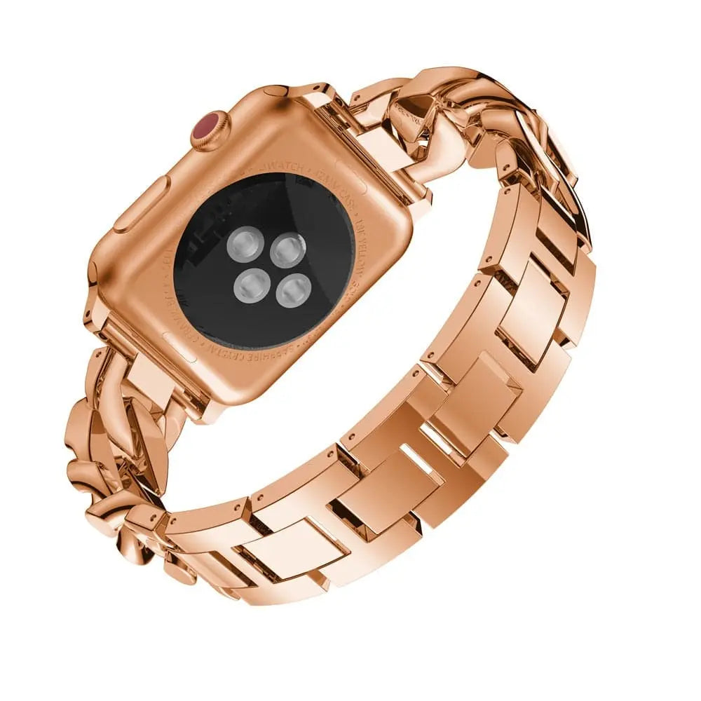 Stainless Steel Link Watch Strap with Crystal Accent Design – Adjustable Metal Bracelet for 38mm to 49mm Smart Watches | Thomler