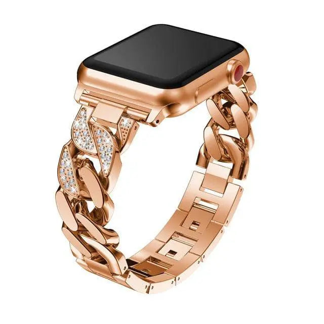 Stainless Steel Link Watch Strap with Crystal Accent Design – Adjustable Metal Bracelet for 38mm to 49mm Smart Watches | Thomler