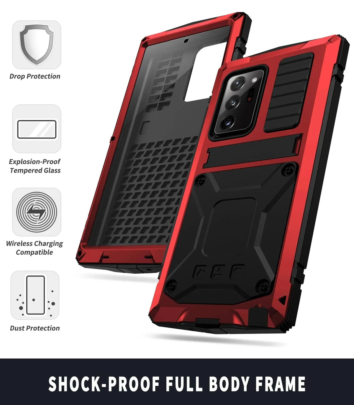Heavy-Duty Aluminum Galaxy S21 Case with Tempered Glass Screen – Kickstand & 360° Drop Protection | Thomler