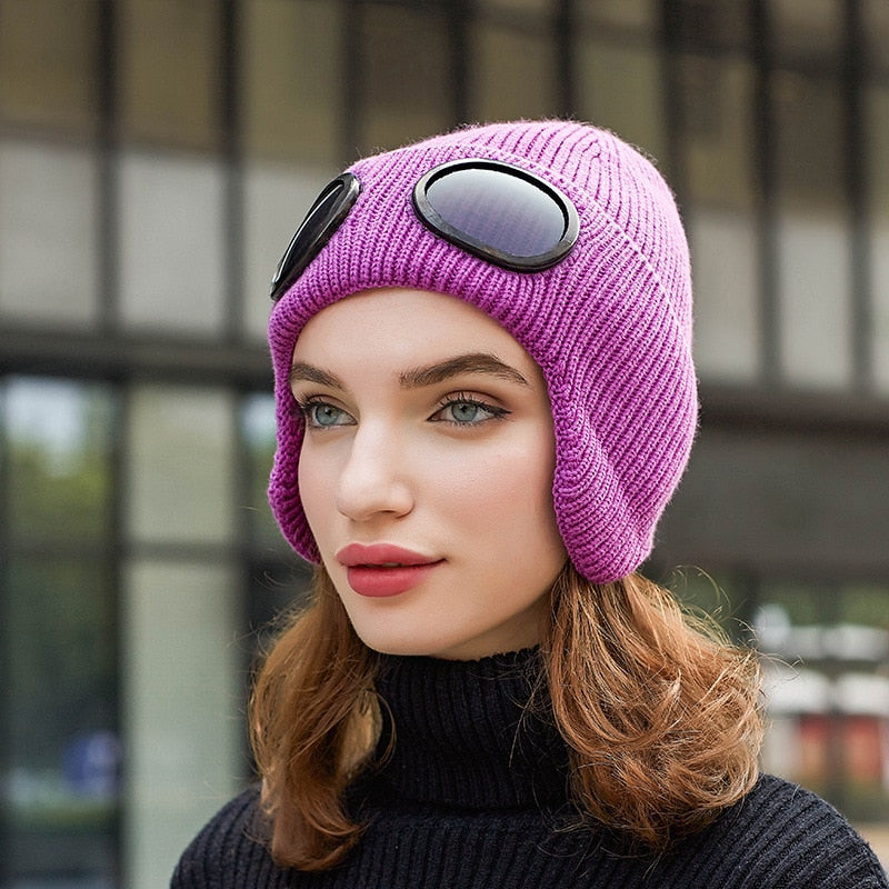 Aviator Winter Hat with Goggles – Unisex Fleece-Lined Bomber Cap for Cold Weather | Thomler