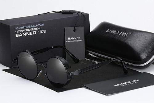 Round Polarized Steampunk Sunglasses for Men with UV400 Protection & Metal Frame | Retro Circle Shades with HD Lenses | Thomler
