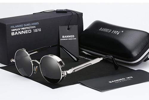 Round Polarized Steampunk Sunglasses for Men with UV400 Protection & Metal Frame | Retro Circle Shades with HD Lenses | Thomler