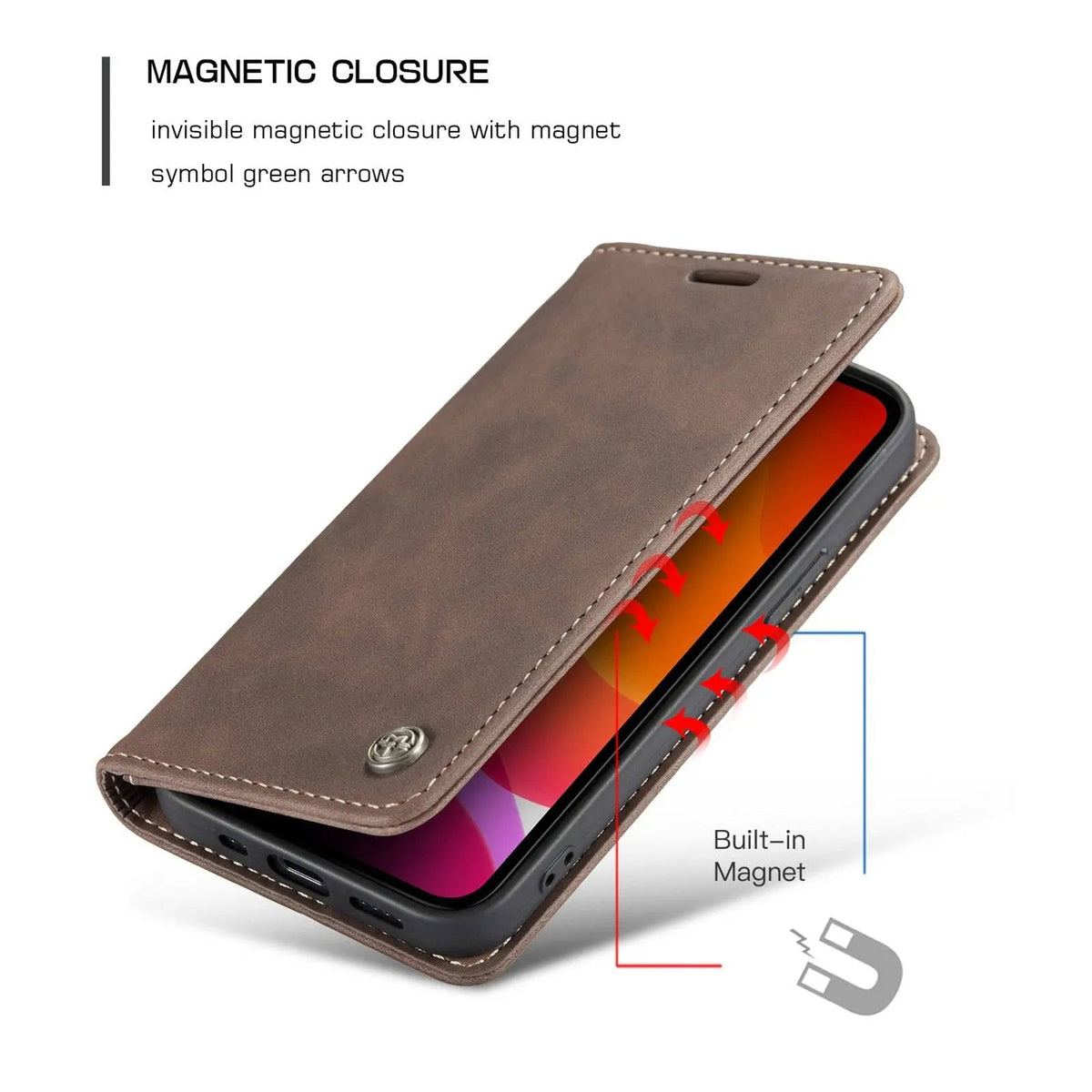 iPhone 12 Leather Wallet Phone Case with Card Slots – Fitted Protection for 12 Mini, Pro & Pro Max – Raised Edge Design for Camera & | Thomler