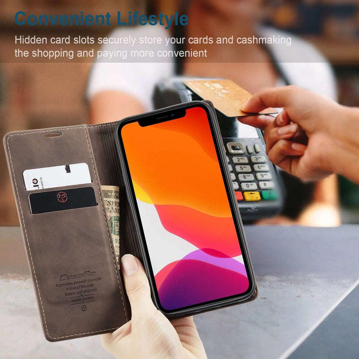 iPhone 12 Leather Wallet Phone Case with Card Slots – Fitted Protection for 12 Mini, Pro & Pro Max – Raised Edge Design for Camera & | Thomler