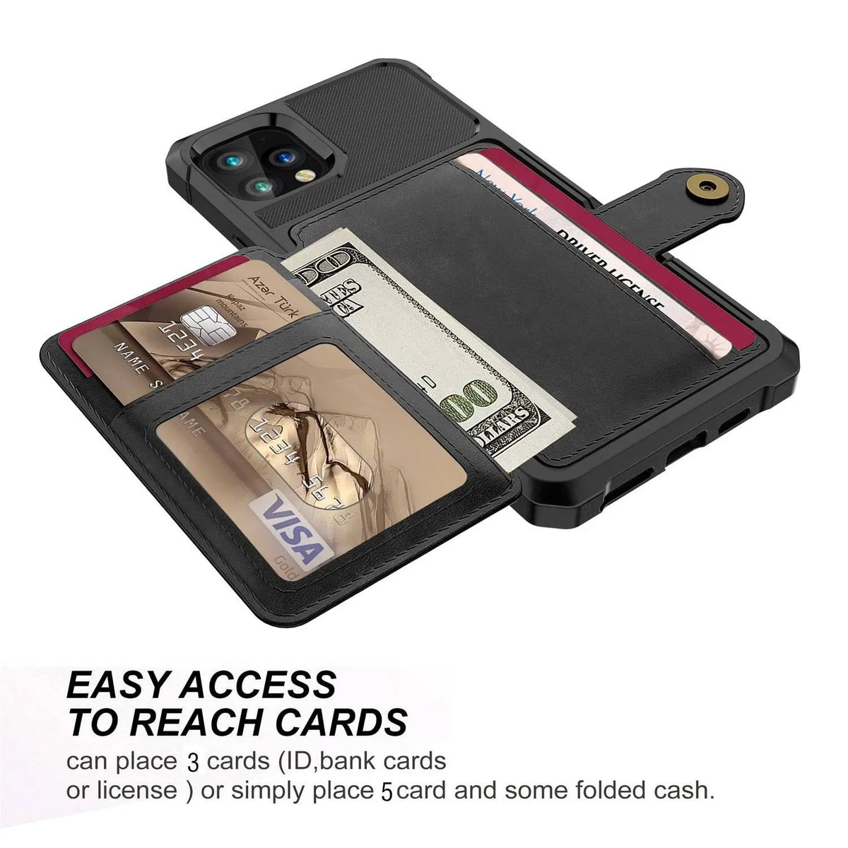 Folio Card Wallet Case with Leather-Look Texture for iPhone 12 Series – Fitted Edge Protection, Raised Camera Guard, Precise Button and | Thomler