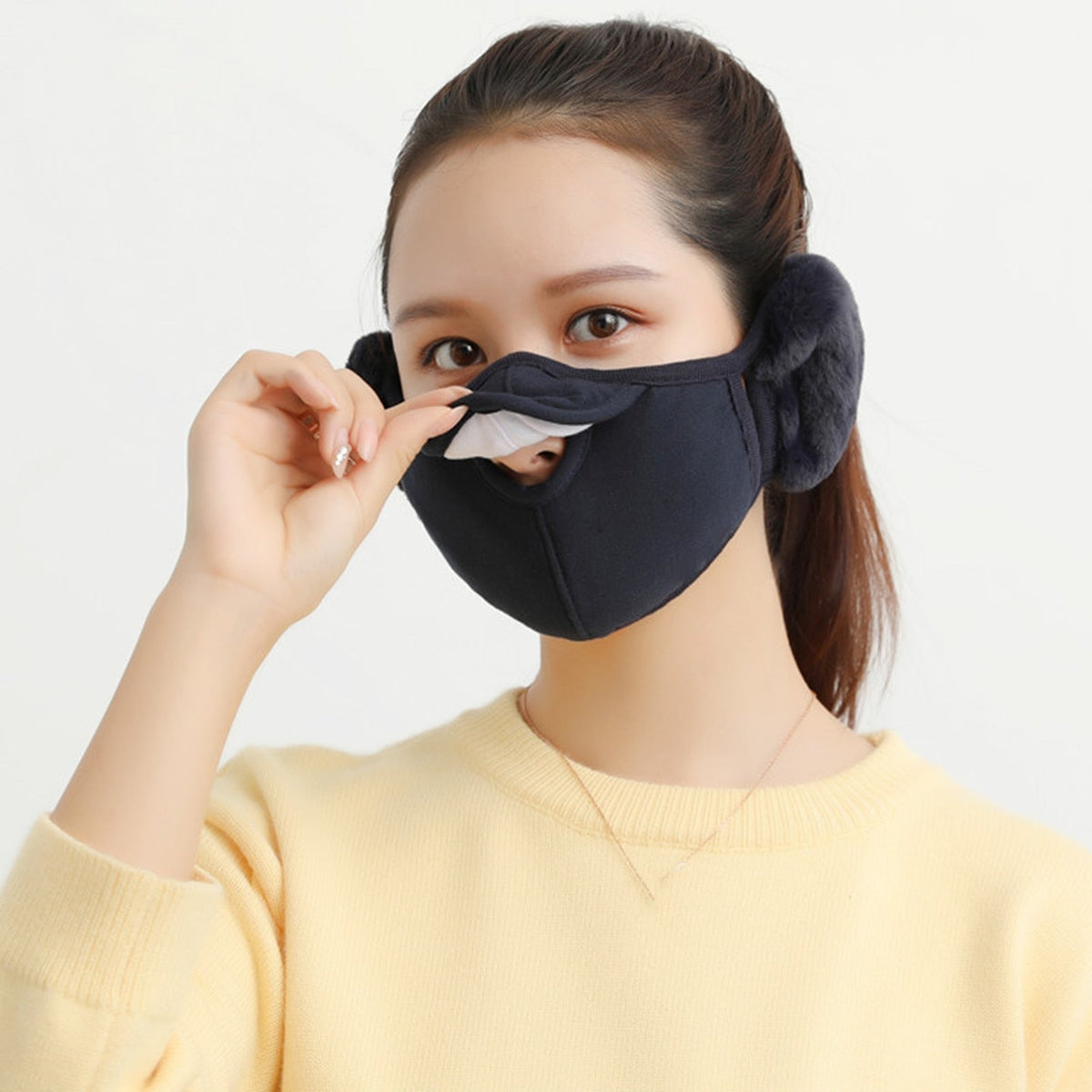 Fleece Ear Warmer Headband with Face Guard - Winter Neck Gaiter for Outdoor Sports & Cold Weather Protection | Thomler