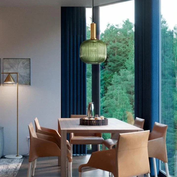 Pendant Light Glass E27 Ø30.0 cm Champagne Dining Room Kitchen Island Hanging Ceiling Lamp Retro Nordic Vintage | Thomler