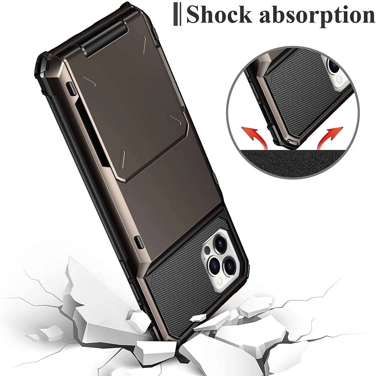 Armor Card Wallet iPhone Case with Military-Grade Protection | Black Mamba Shock-Absorbing Shell for iPhone X through 13 Series | Thomler