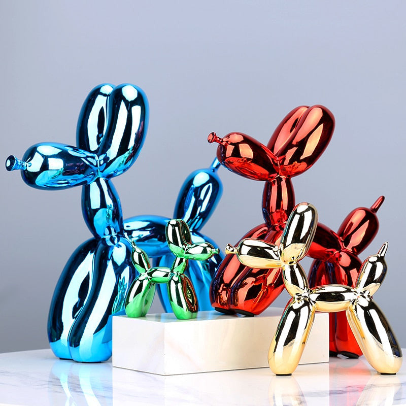 Resin Balloon Dog Sculpture – Modern Pop Art Figurine for Shelf, Desk & Home Decor in 3 Sizes | Thomler