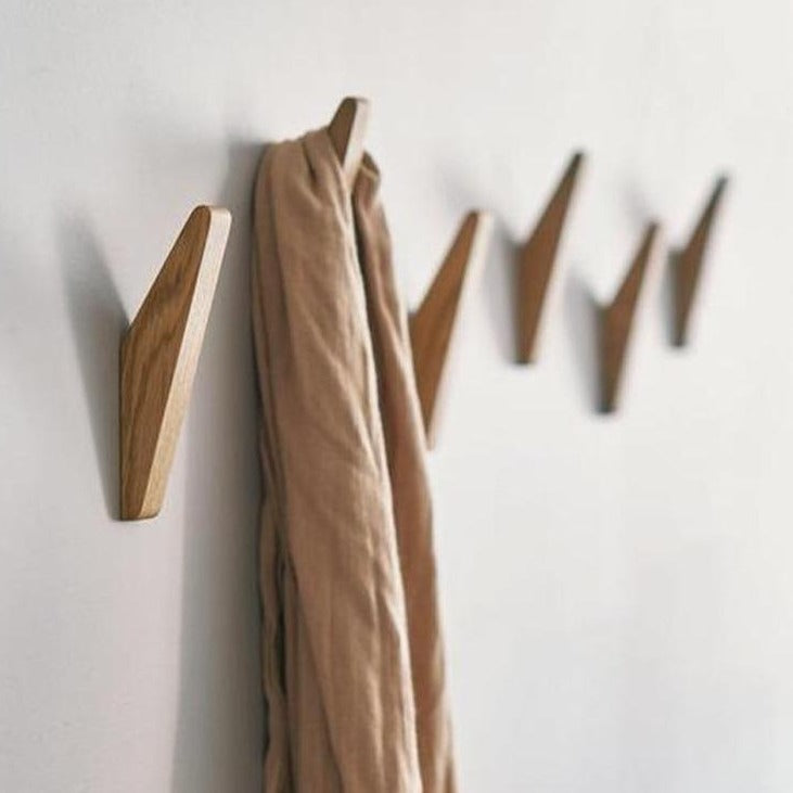 Wall Hooks Natural Wood 13.5 cm Set Of 2 Hallway Bathroom Coat Towel Rack Minimalist Scandinavian Storage | Thomler