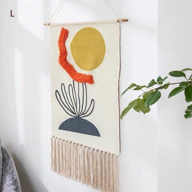 Handwoven Geometric Wall Hanging Tapestry with Tassel Fringe for Living Room, Bedroom & Boho Home Decor | Thomler