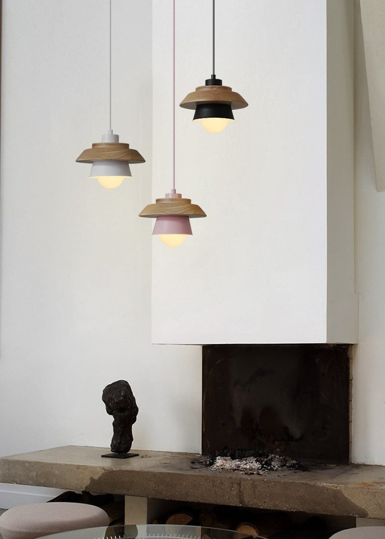 Modern Wood Pendant Light with Adjustable Cable in 5 Colors for Dining Room, Kitchen, Bedroom | Thomler