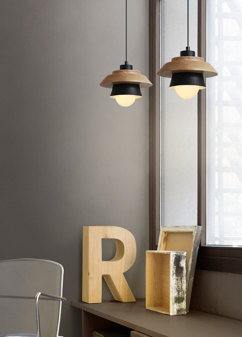 Modern Wood Pendant Light with Adjustable Cable in 5 Colors for Dining Room, Kitchen, Bedroom | Thomler