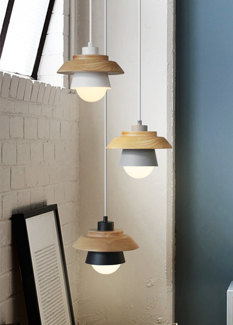 Modern Wood Pendant Light with Adjustable Cable in 5 Colors for Dining Room, Kitchen, Bedroom | Thomler