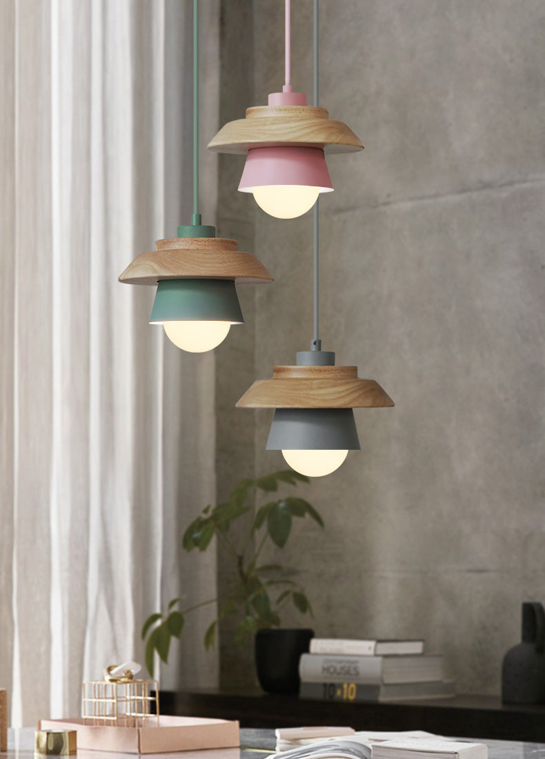 Modern Wood Pendant Light with Adjustable Cable in 5 Colors for Dining Room, Kitchen, Bedroom | Thomler
